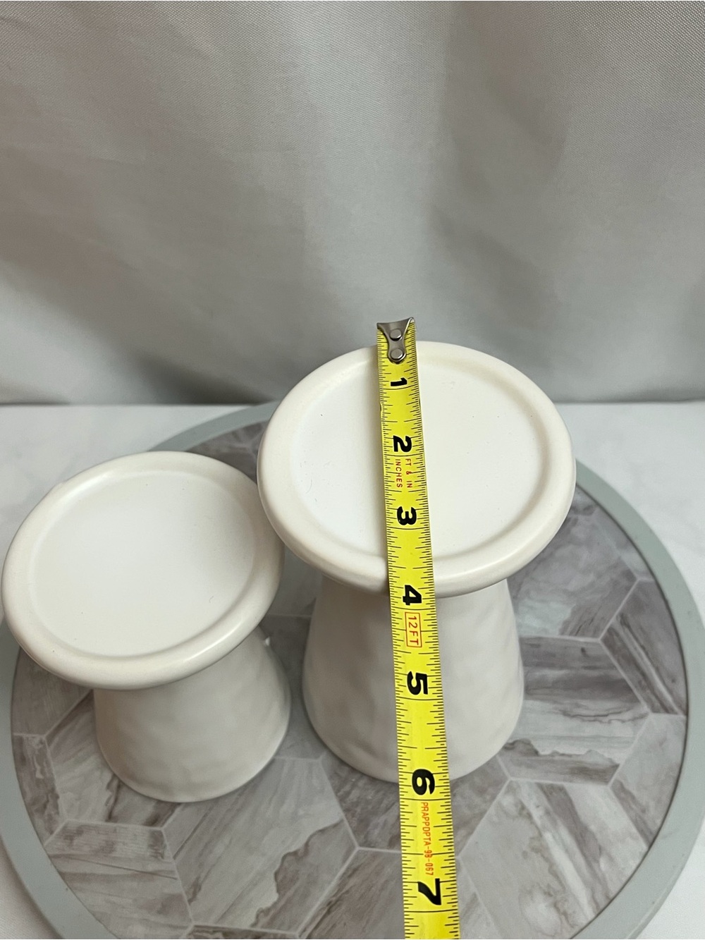 Nook & Co White Ceramic Stoneware Pillar Candle Holders Set of 2 Modern - Picture 7 of 9